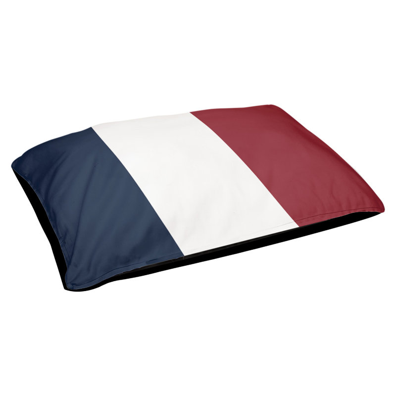 Coussin rectangulaire designer New York Bronx, Moyen (L 30 po x l 40 po), Bleu minuit / blanc / rouge fer à repasser
