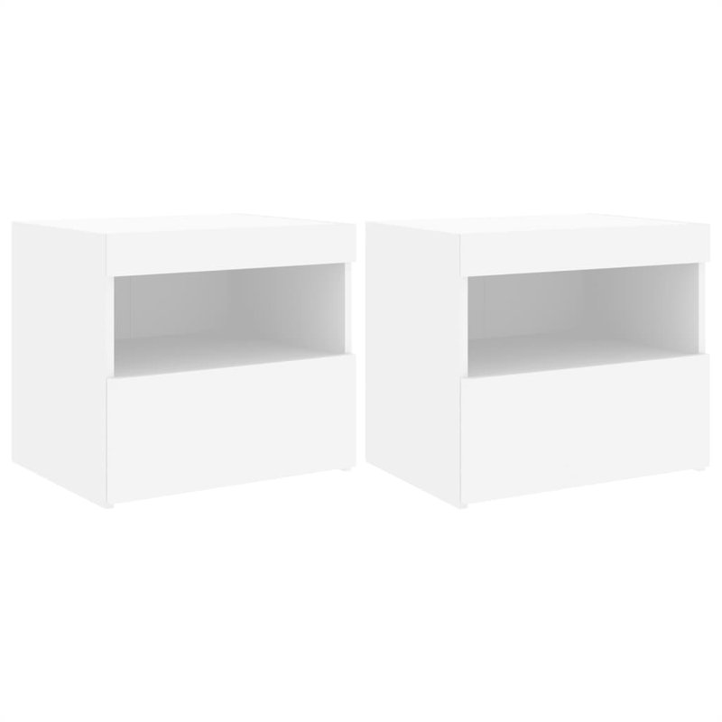 Nirmal 50cm W Manufactured Wood Bedside Table, White, Set of 2