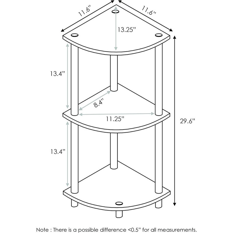  Étagère d'angle polyvalente 3 pièces Turn-n-Tube