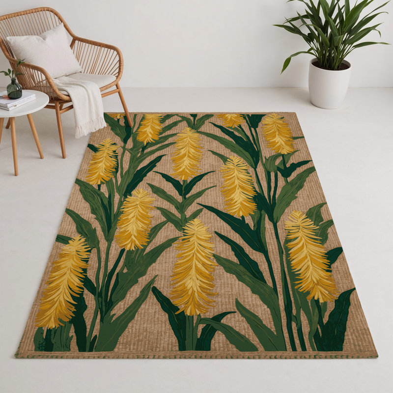 Tapis d'intérieur et d'extérieur brun Botanical, Rectangle 5 pi x 7 pi