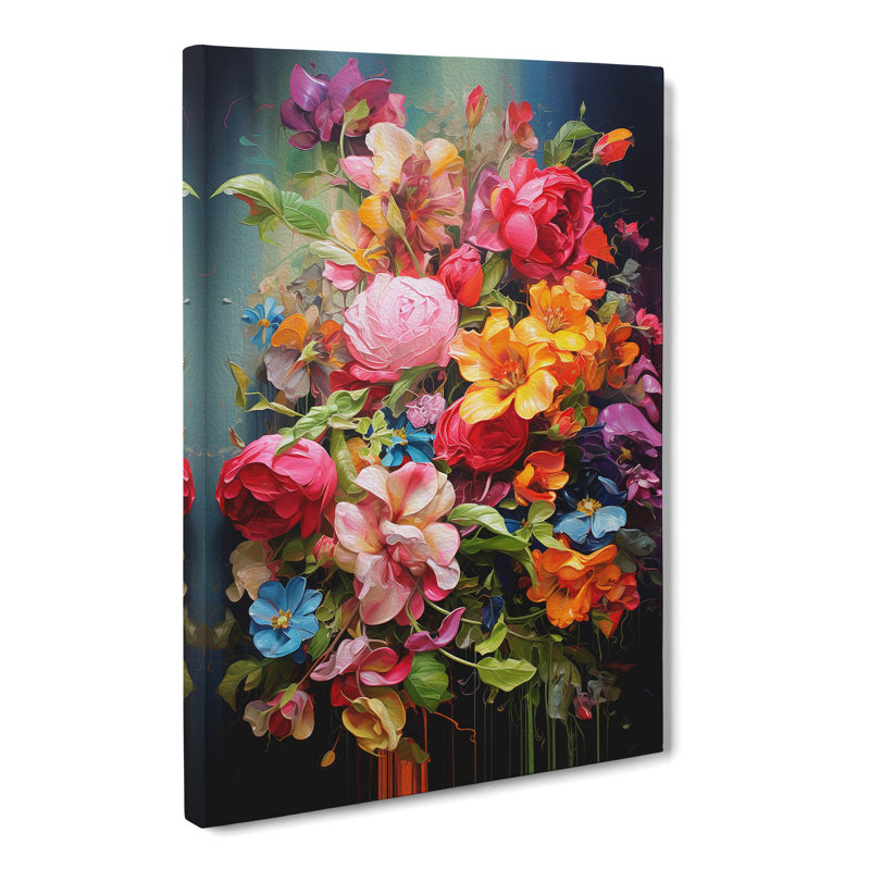 Floral Action Painting No.3 - Wrapped Canvas, 60cm H x 40cm W x 3cm D