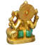 Statue en laiton Ganesha avec incrustation de turquoise et de corail, figurine de divinité traditionnelle de 6 po pour autel et salon