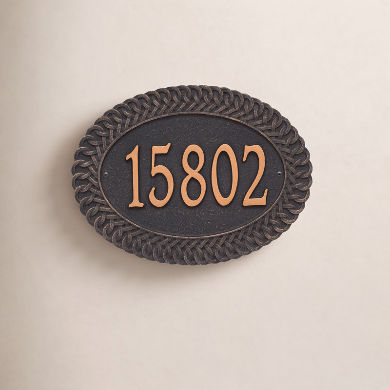 Plaque d'adresse murale standard personnalisée 1 ligne, Bronze huilé, Oui