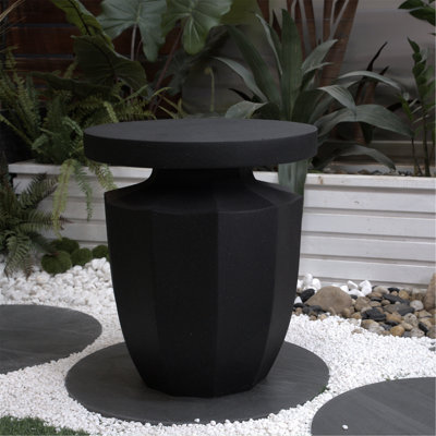 Table de bout décorative de jardin, H 20,3 po, moderne, robuste, robuste, en faux terrazzo, table d'appoint, table d'appoint, pour l'intérieur et l'extérieur