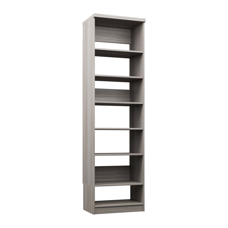 Grey Oak 22.5" Floor-Mounted Closet Section with 7 Shelves, 22.5, Grey Oak