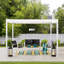 Pavillon de jardin moderne en acier blanc avec plateau plat blanc 10 pi x 10 pi Sunjoy