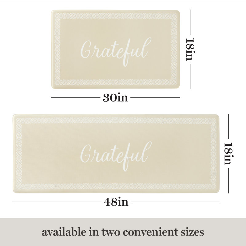 MARTHA STEWART Bloomfield Grateful Border Kitchen Mat , Beige, Rectangle 1'6" x 2'6"