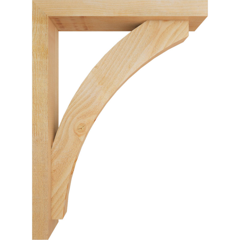 4"W x 22"D x 30"H Thorton Block Rough Sawn Bracket w/ Offset Brace, Douglas Fir, 30 x 22, 4"W Douglas Fir (Rough Sawn)