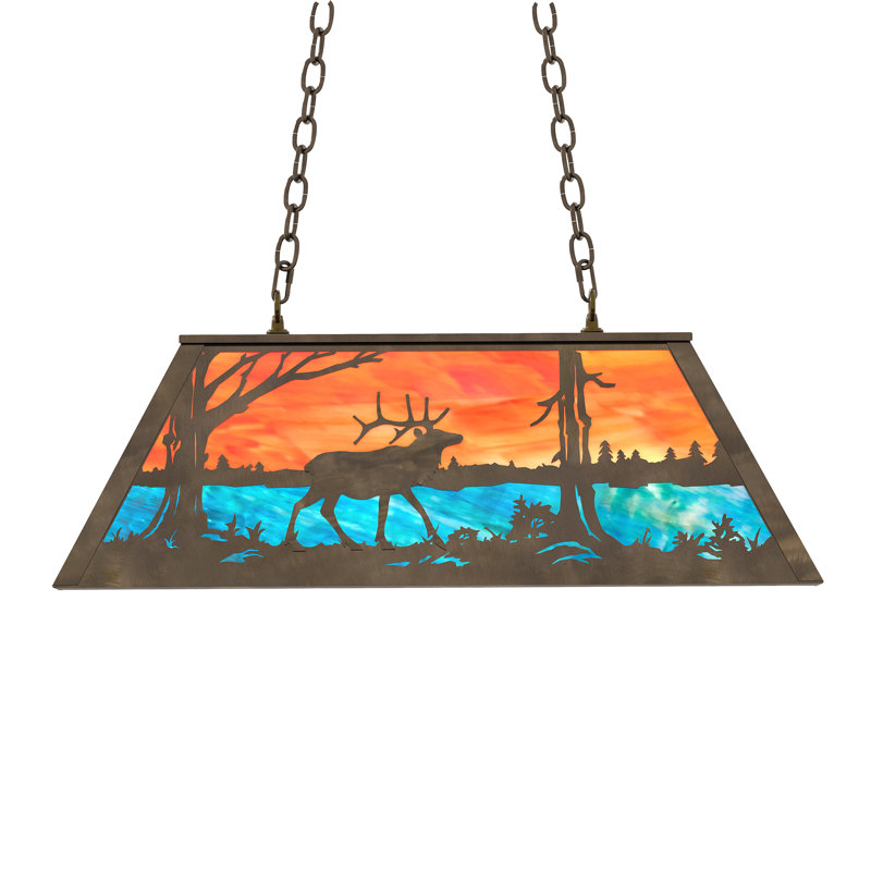 6 - Light Pendant, Orange/Blue, Antique Copper, Glass