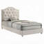 Lit simple Rex avec rangement et tête de lit arquée capitonnée beige-121085526