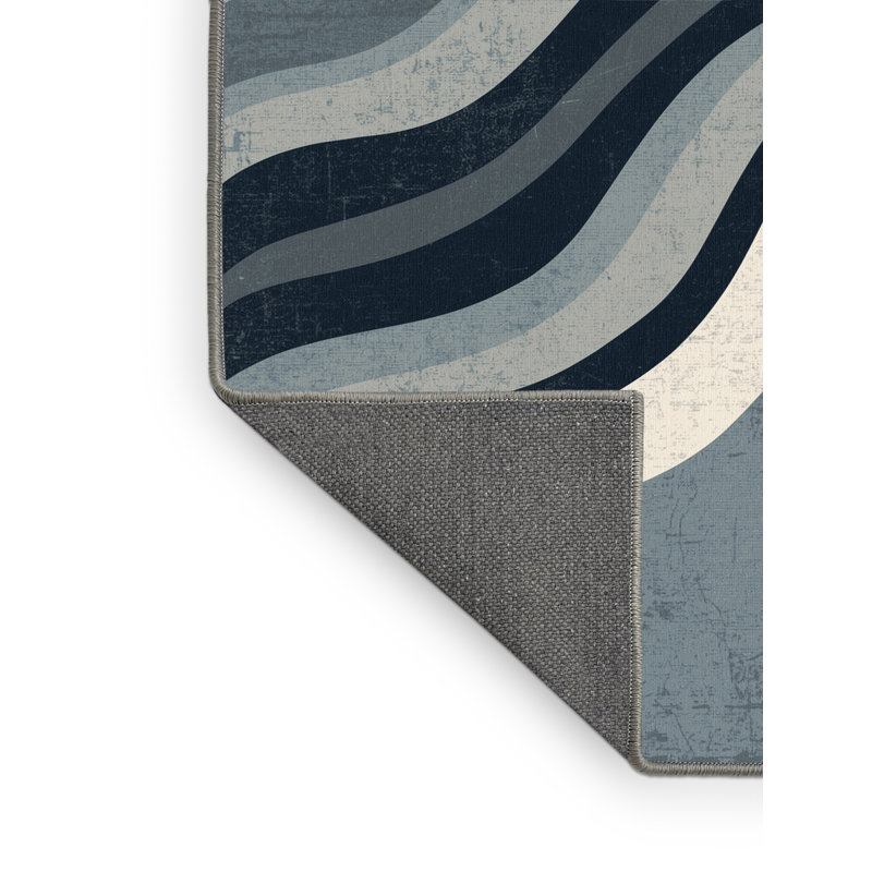 Tapis gris moelleux doux au look rustique de style rustique Kamena, 6 po de diamètre