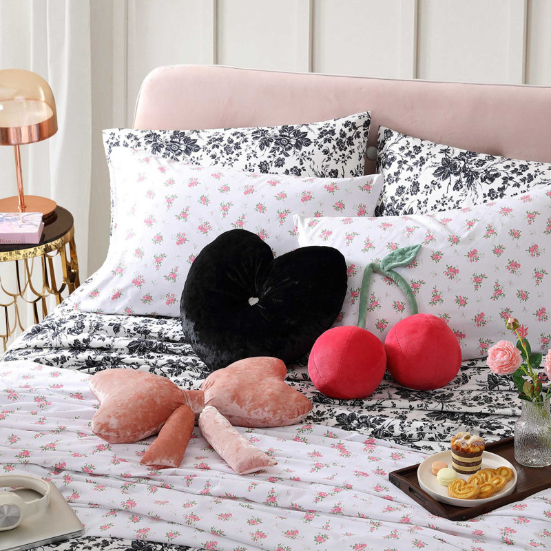 Betsey Johnson Velvet Bow Pink Novelty Pillow