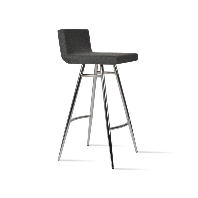 Tabouret de bar et de comptoir Dallas Galata, Gris foncé, Laiton, Tabouret de comptoir (siège d'une hauteur de 25,5