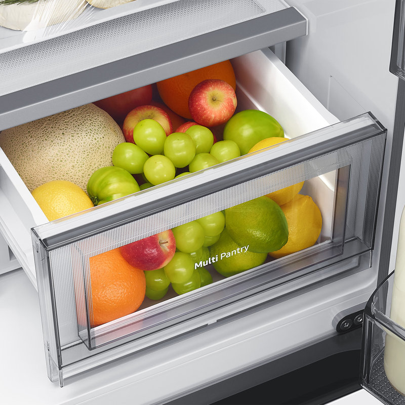 Samsung Bespoke 22 cu. ft. Counter Depth 4-Door French Door Refrigerator with Zero Clearance Fit & Food Showcase Door in White Glass