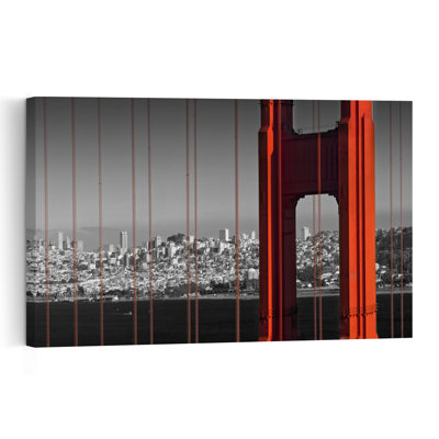 Pont rouge de San Francisco, impression abstraite romantique d'automne