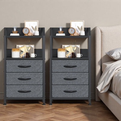 40cm W Metal Bedside Table