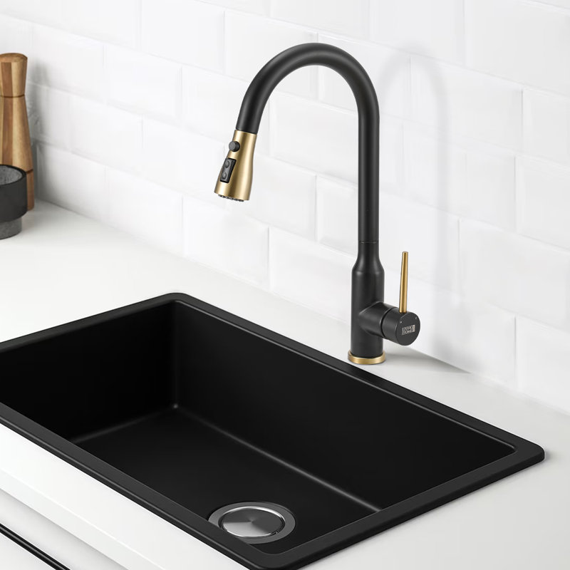 Living And Home Pull Down Kitchen Faucet, Black
