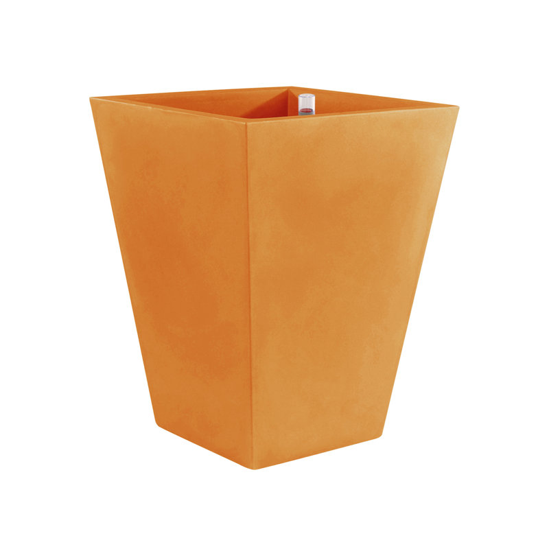 Cono Cuadrado - High Square Resin Cone Pot Planter - Self Watering, 39.25" H x 21.75" W x 21.75" D, Taupe