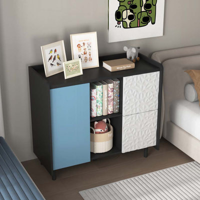 Armoire de cuisine, 2 tiroirs, 2 compartiments de rangement ouverts et 2 portes vitrées