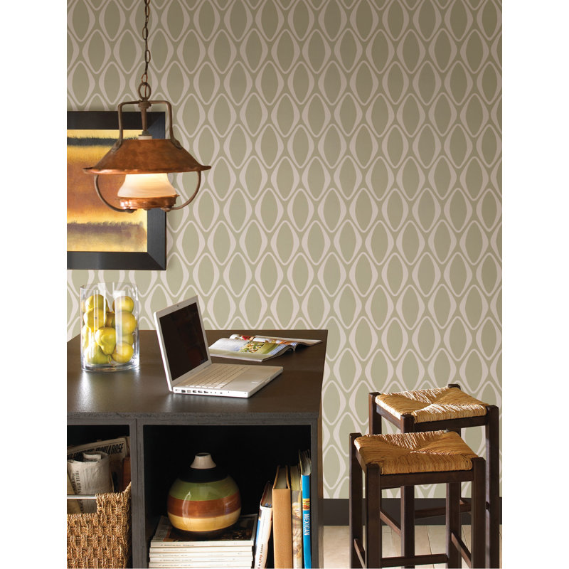 Papier peint embossé géométrique 33 pi x 20,5 po diamond Echo Design, Beige ton sur ton