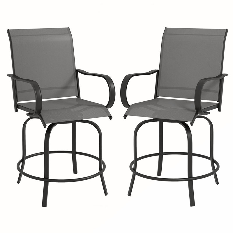 Ensemble de tabourets de bar pivotants d'extérieur pour une détente et un style ultimes, Gris
