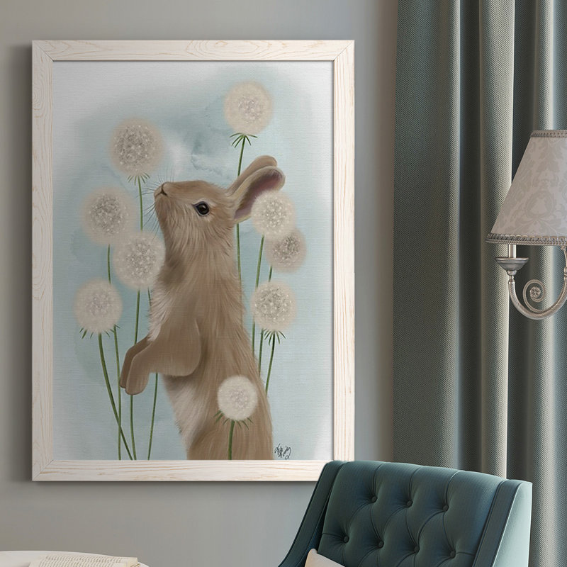 Braelinn Rabbit In Dandylions, reproduction d'art sur toile, H 37,5 po x l 27,5 po x P 1 po, Blanc
