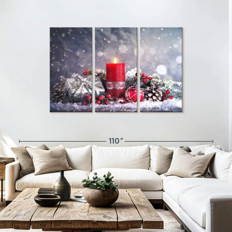 Snowy Advent Decor, 48" H x 74" W