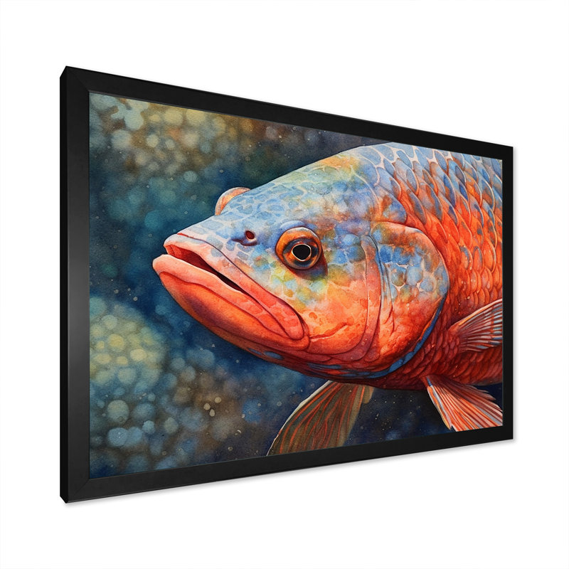 " Underwater Fish Fantasy I ", 12" H x 20" W x 0.5" D, Black Single Picture Framed