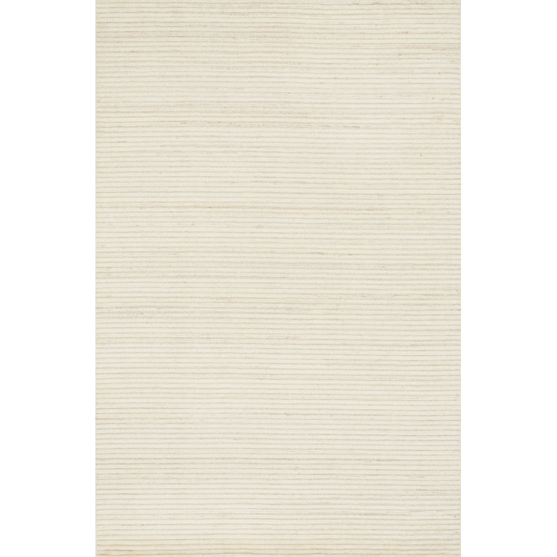 Ivory Hand-Knotted Wool Rectangular 5' x 7' Rug