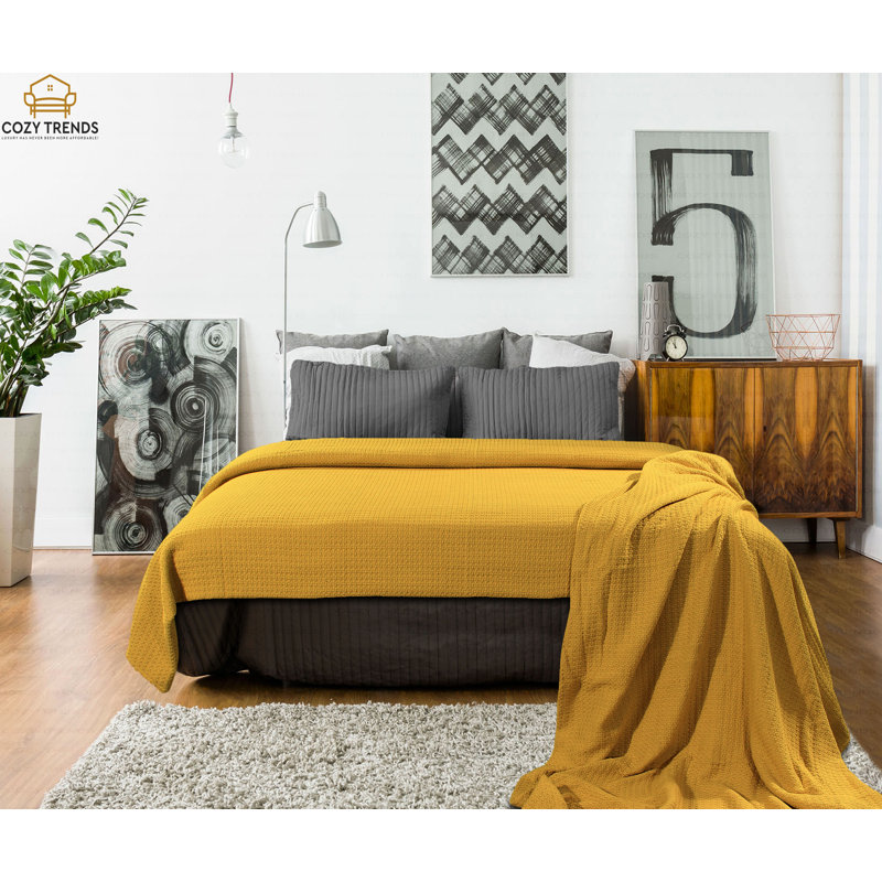 100% coton, couverture de lit thermique tissée, super douce, superposable et superposable pour toutes les saisons, Simple