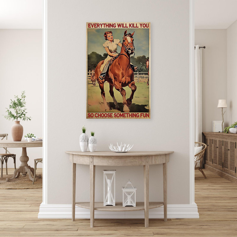 «Riding Horse So Choisissez Quelque chose amusant», reproduction d'art graphique sur toile tendue 1 pièce