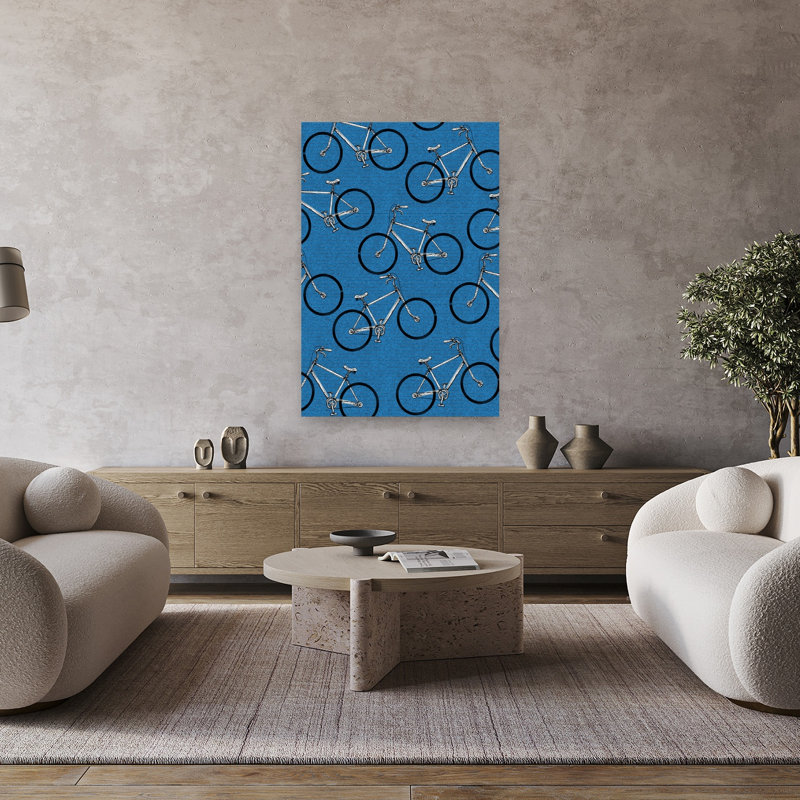 Impression d'art mural rétro bleu rétro, 48" H x 32" W