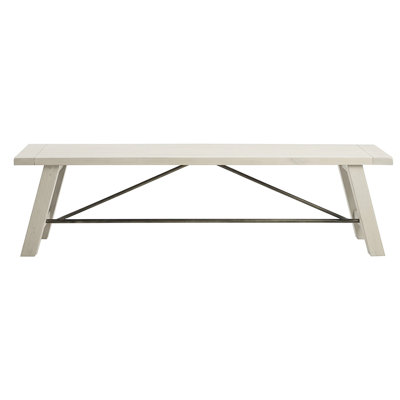 Rustic Look Dining Bench In Solid Wood, Metal , White Wash, Seats 3, 400 Lbs Max Load Capacity Country-Themed Whitewashed, Weight