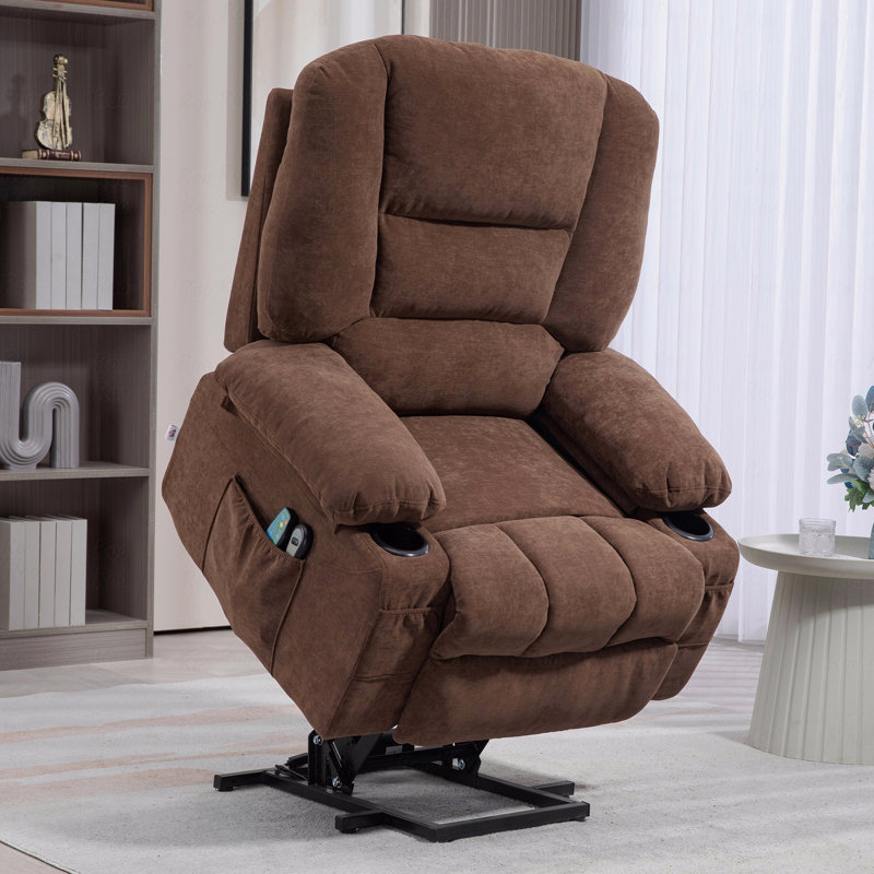 With Power Lift Function With Recliner Function Chair Sofa With Vibration With Massage Function And Heat, Fabric Upholstered Lift Chair For Elderly, With Massage Function With Recliner Function Chair With Remote Control, Side Pockets