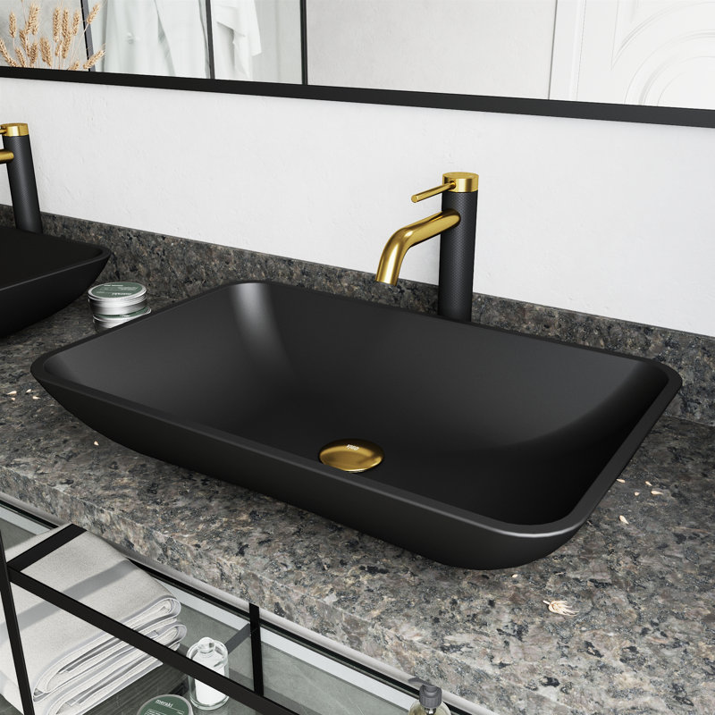 Lavabo de salle de bain vasque rectangulaire en céramique avec robinet Hadyn