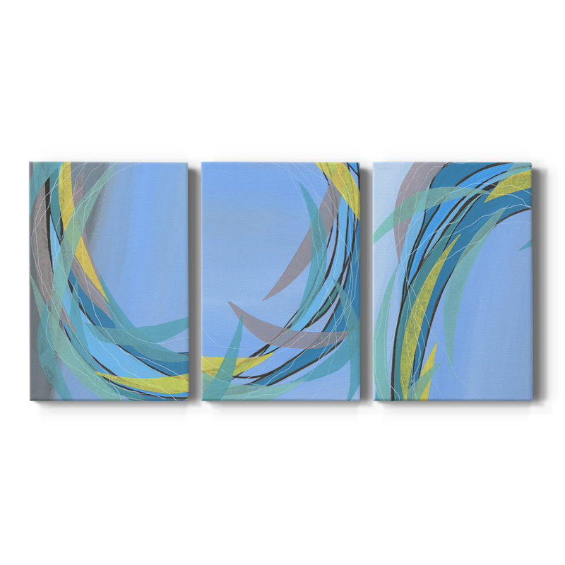 Circulating Flow I  -Custom Wrapped Gallery Canvas - 3 Pieces, 18" H x 36" W