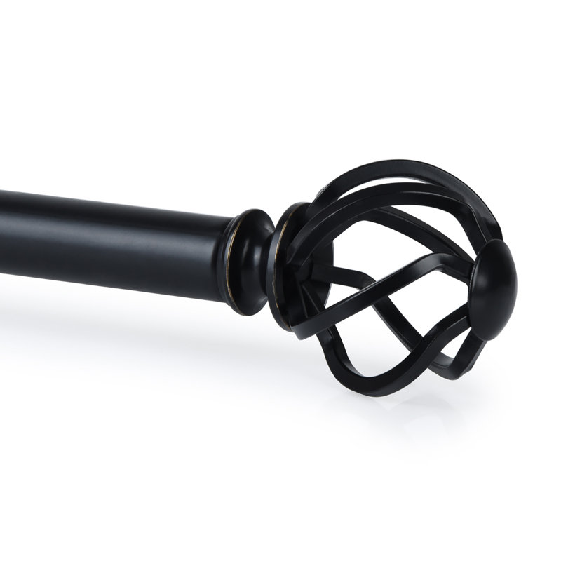 Tringle à rideaux simple réglable Cianah, 72" - 144", Noir