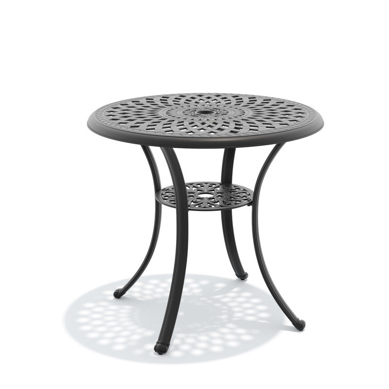 Table de salle à manger ronde en aluminium coulé 30,71 po avec trou pour parasol 1,88 po