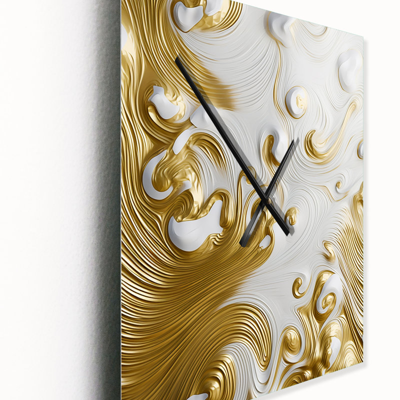 Horloge murale Smooth Gold Elegant Minimal Retro Glam Wave - Abstract Shapes, Grand