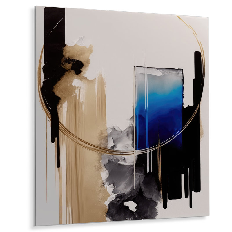 Bleu minimaliste abstrait II - décoration murale moderne en métal, H 20 po x l 12 po x P 1 po