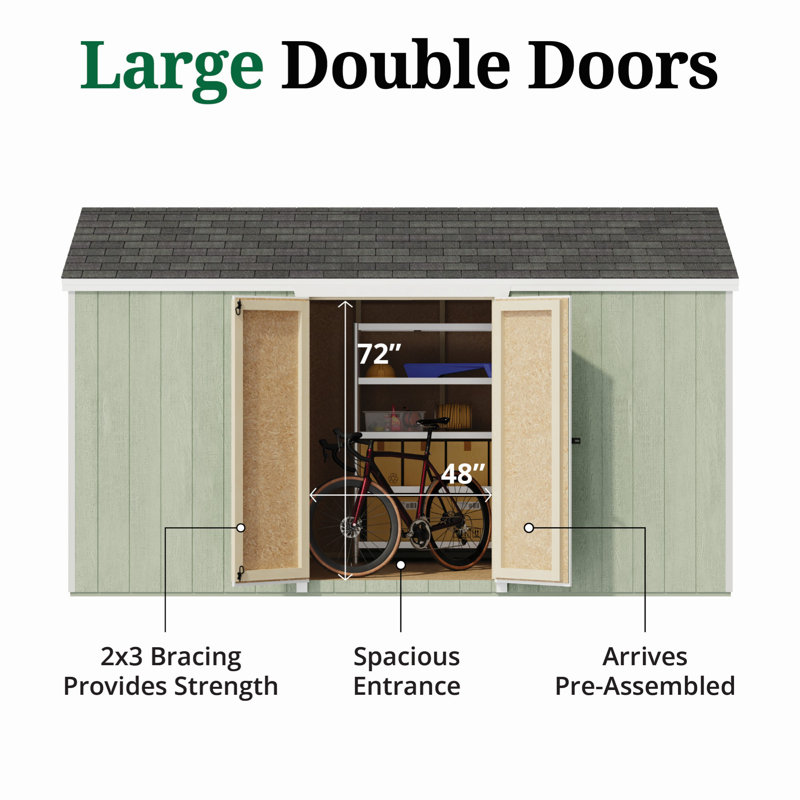 Value Gable Shed With Side Entry, 96.5'' H x 96'' W x 168'' D, No