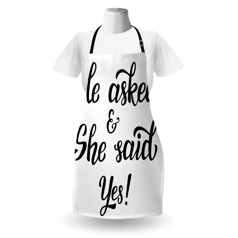 Tablier East Urban Home Saying Unisex, mariage, taille adulte, noir et blanc