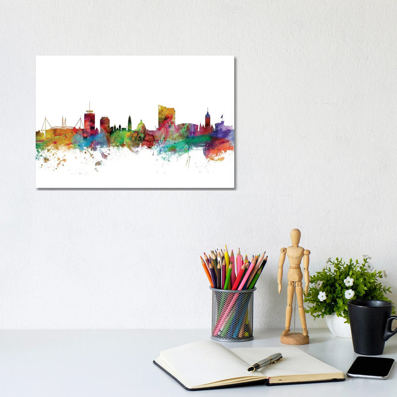Cardiff, Wales Skyline by Michael Tompsett - Wrapped Canvas Gallery-Wrapped Canvas Giclée, 20.32 cm H x 30.48 cm W