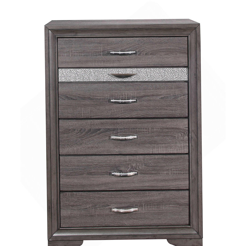 Vertical Solid + Manufactured Wood Dresser with 5 Drawers