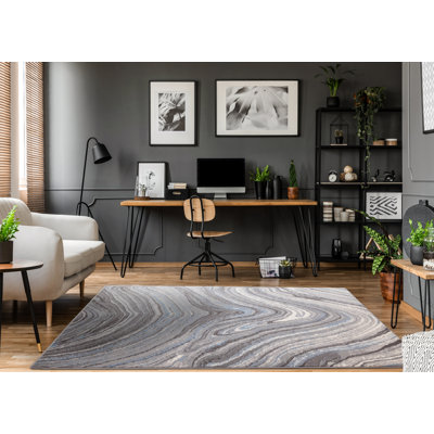 Fresno Modern Abstract Blue Area Rug