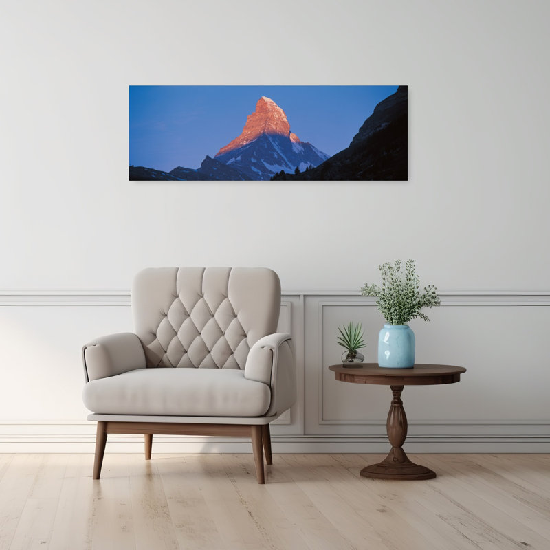 Mont Matterhorn, Zermatt, Suisse, paysage de montagne contemporain abstrait, H 12 po x l 36 po