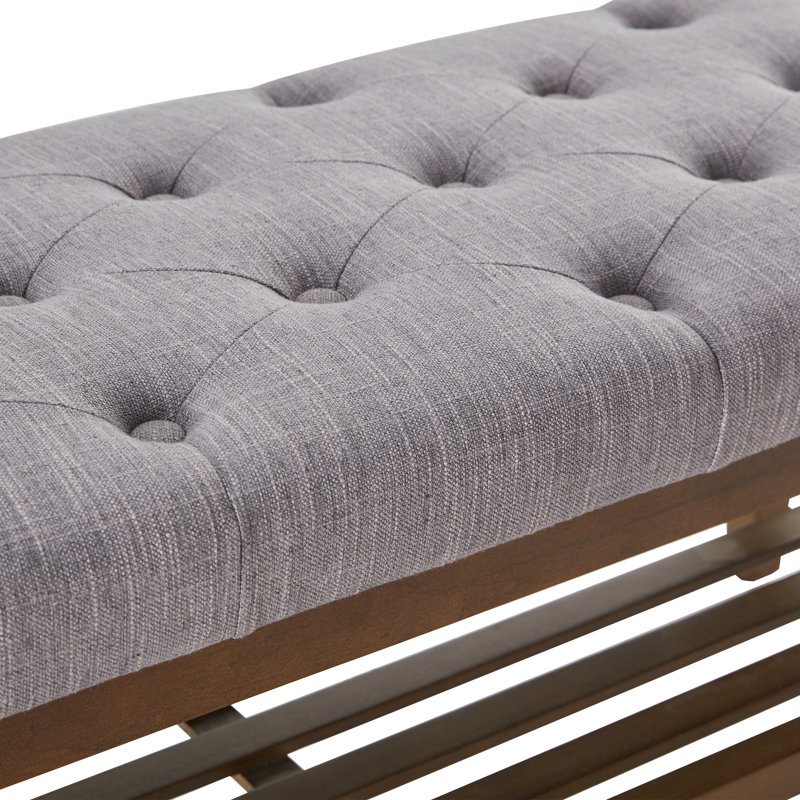 Banc de rangement rembourré Hahnville , Polyester gris