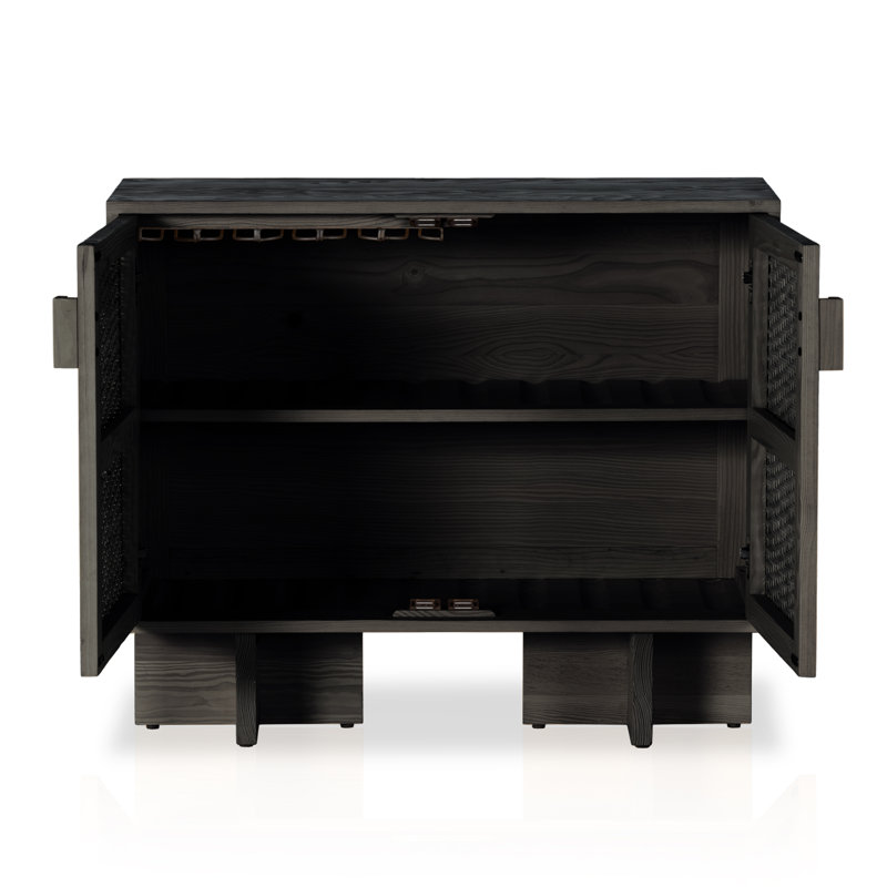 Levon Solid Wood Accent Cabinet, Black