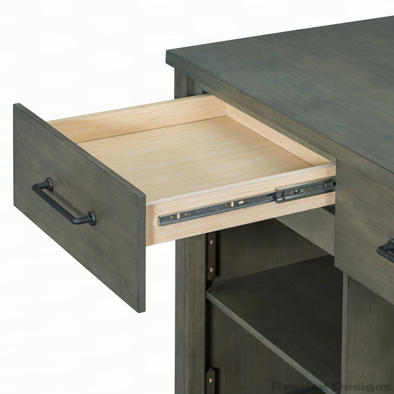 Extendable Kitchen Island with Storage,Built-In Power Outlets, Gray