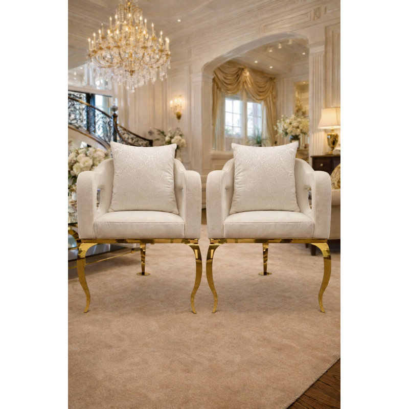 Fauteuil en velours 24,4 po Jahin, Blanc